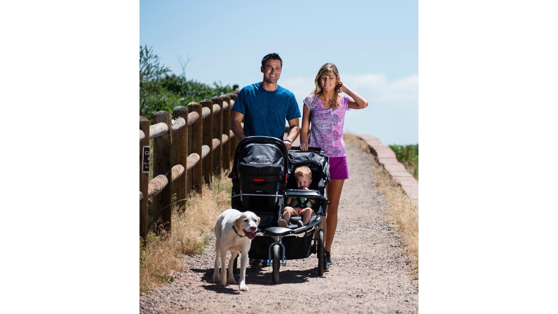 BOB Duallie with infant car seat and toddler