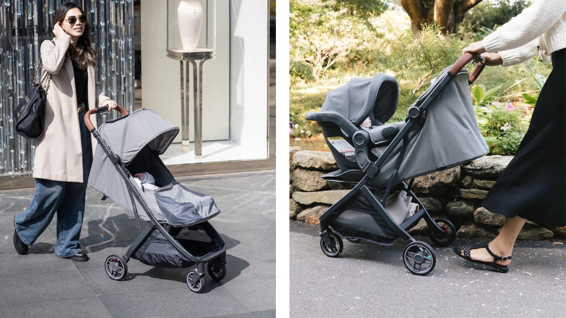 UPPAbaby Minu V3 fully recline for newborn and paired with UPPAbaby Mesa infant car seat
