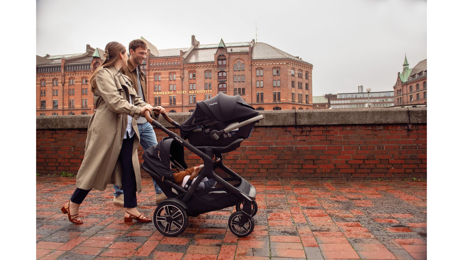 Nuna Demi Next with PIPA Aire RX infant car seat and Demi Next Sibling Seat to accommodate newborn and toddler during stroll